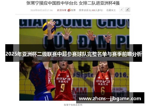 2025年亚洲杯二级联赛中超参赛球队完整名单与赛季前瞻分析